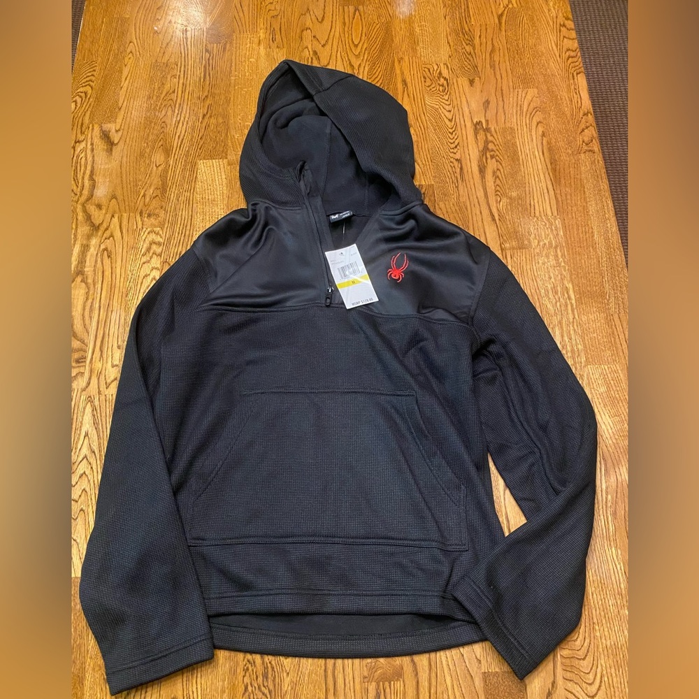 Spyder Men’s Black Outdoor Hooded Pullover NWT